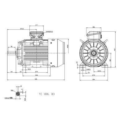 Busck AC motor T3CR180L-6B3, 15kW, 960RPM, 400/690V, 50Hz, aluminium