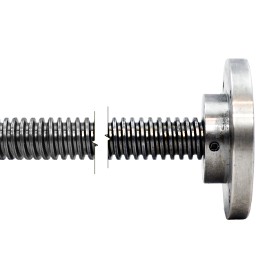 TR24x5 Trapezoidal spindle cut to length, mounted with pressure plate